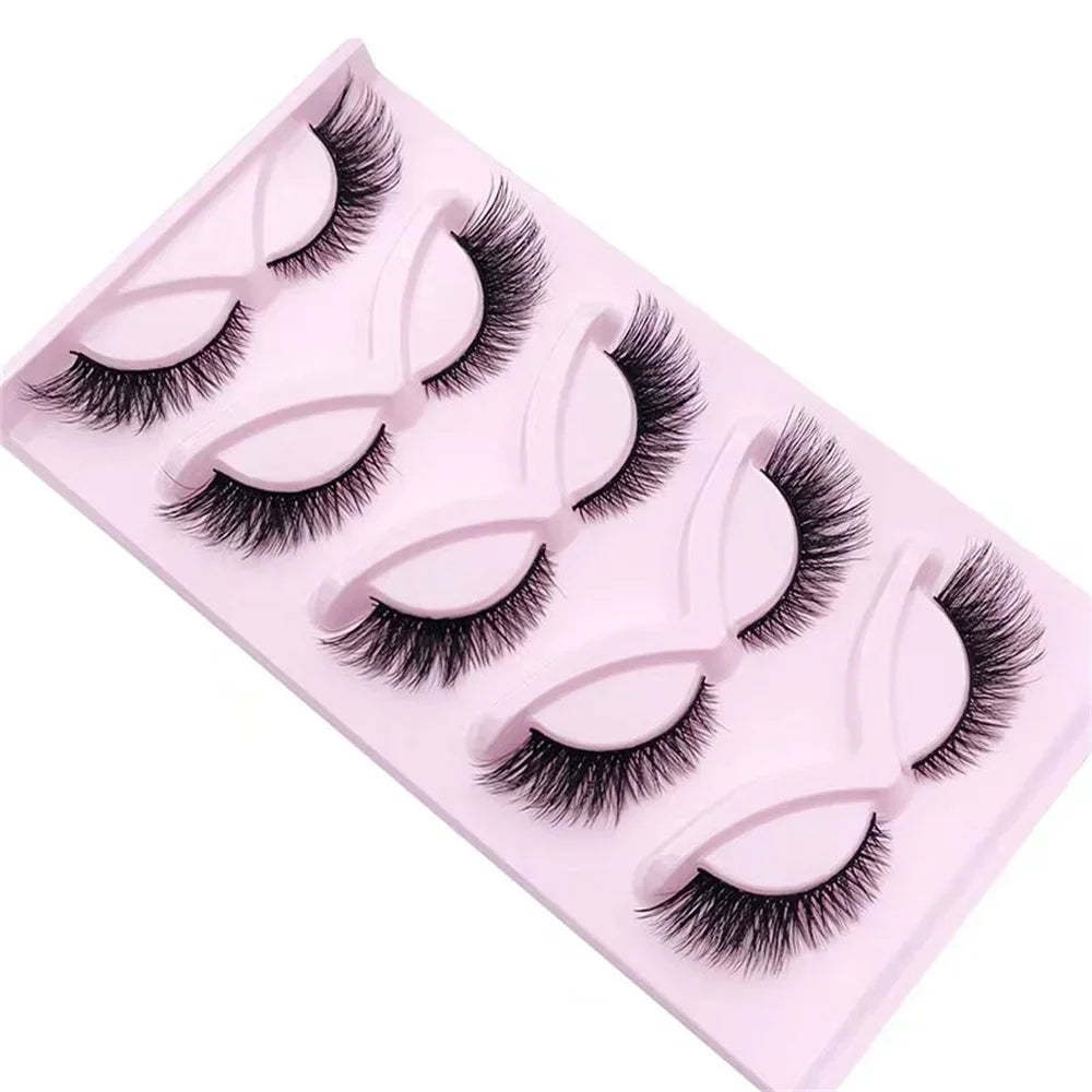 5 Pairs Cat Eye Lashes Wispy Fake Lashes Fluffy Cat Eye Lashes Extensions False Eyelashes