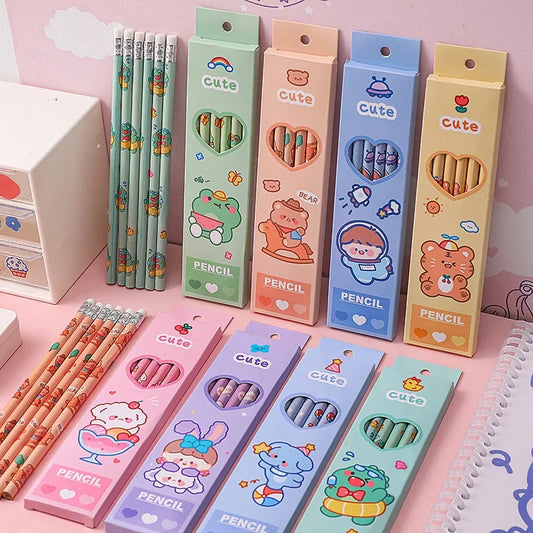 6Pcs/Pack Cute Cartoon HB Standard Wooden Pencil