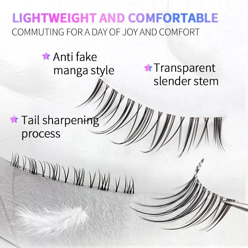 Manga Lashes 5 Pairs Anime Cosplay Faux Mink Lashes Korean Natural short Full Strip Lashes Clear Band Soft Eyelashes Extension