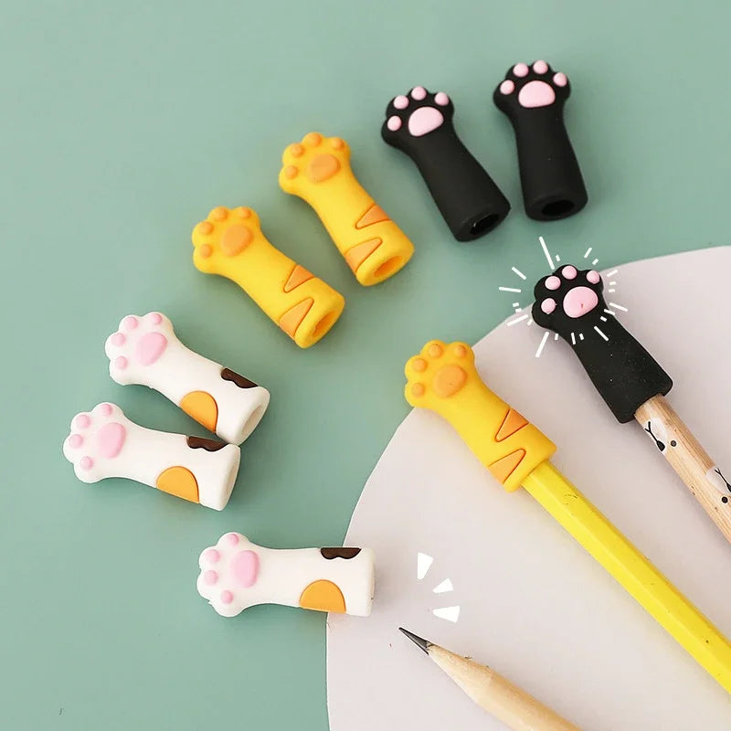 3pcs Cute Cat Paw  Silicone Pencil Cap